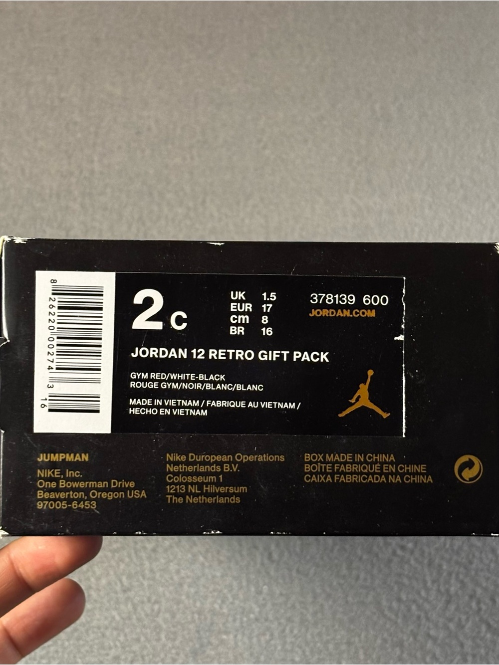 Nike Air Jordan Retro 12 Gift Pack, White/Red Crib Shoes Size 2C - Picture 9 of 9